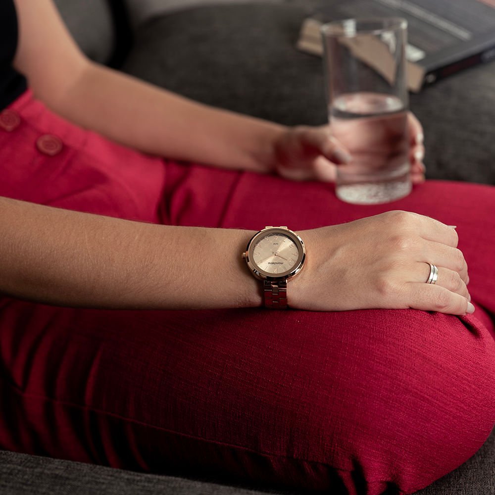 Relógio Feminino Rosé Com Detalhes no Mostrador Rosa 2