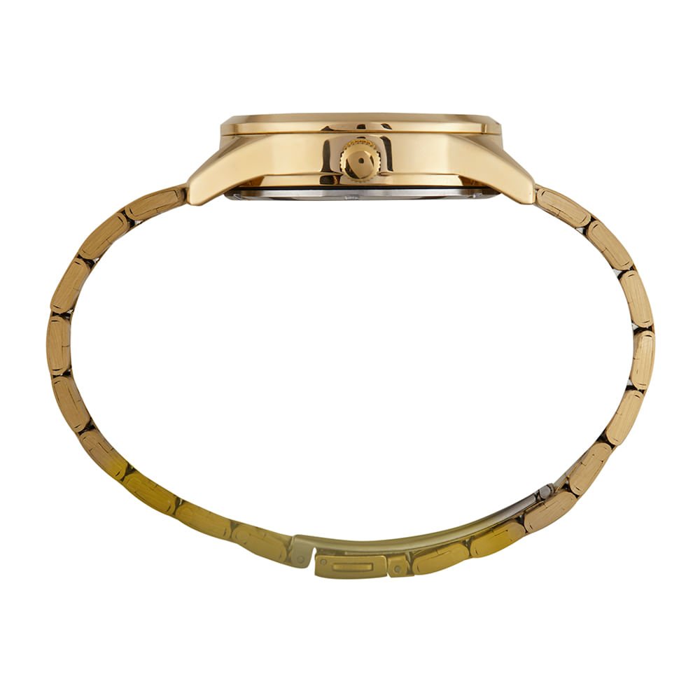 Relógio Masculino Social Com Calendário Dourado Dourado 4