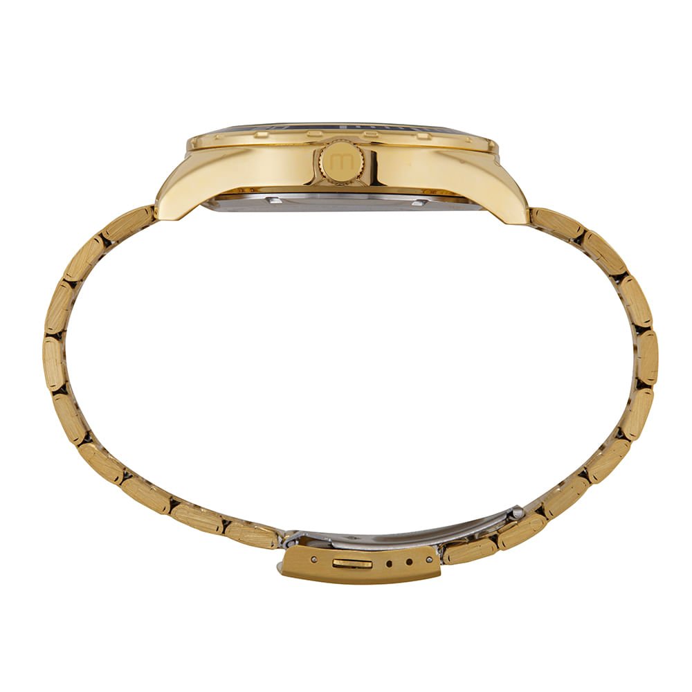 Relógio Masculino Clássico Dourado com Visor Preto Dourado 3