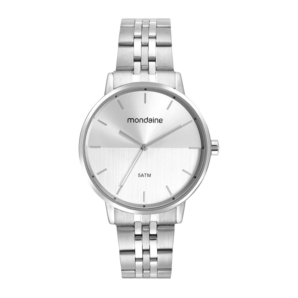 Relógio Feminino Mostrador Dupla textura Prata Prata 1