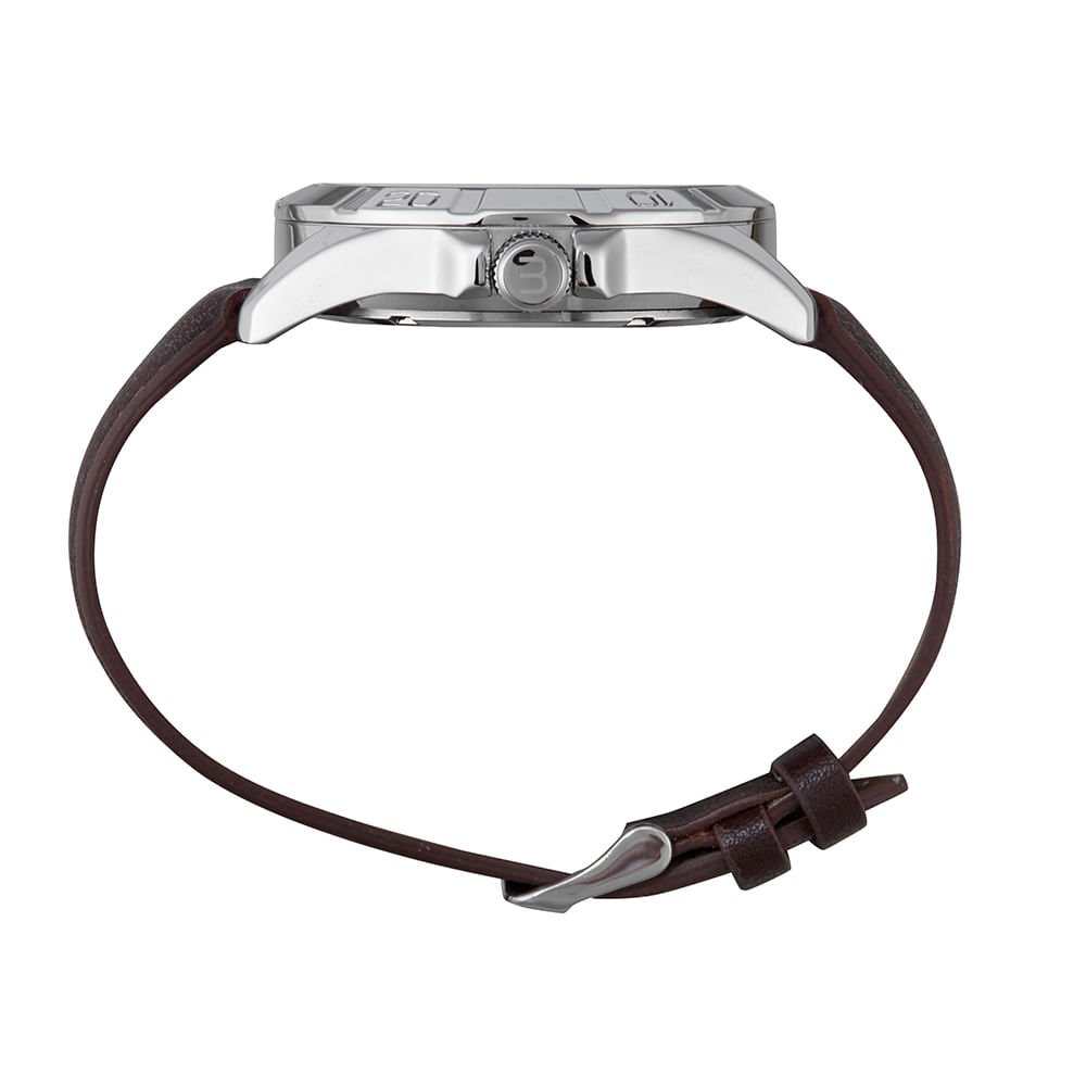 Relógio Masculino Clássico Prata Marrom/Prata 3