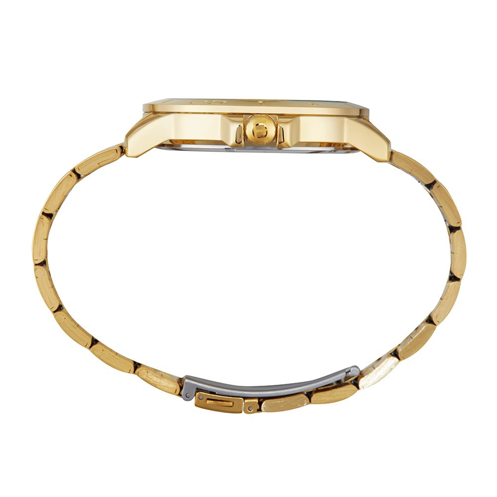 Relógio Masculino Casual Dourado Mostrador Preto Dourado 3