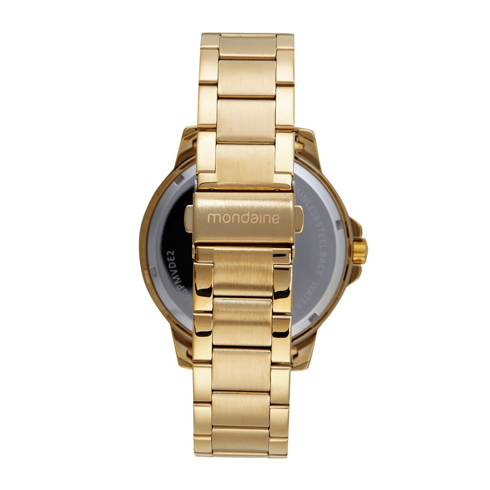 Relógio Masculino Casual Dourado Mostrador Preto Dourado 4