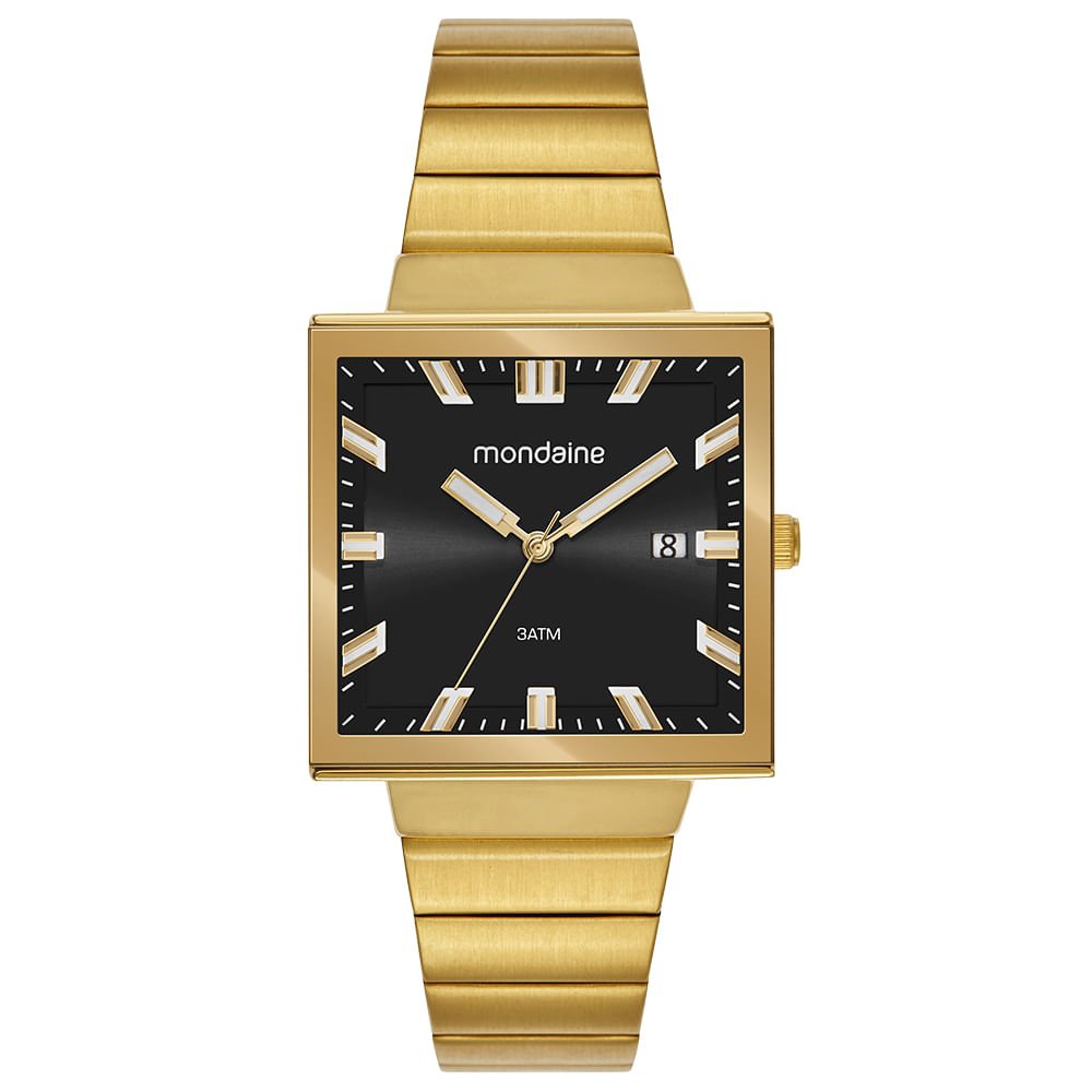 Relógio Masculino Quadrado Vintage Dourado