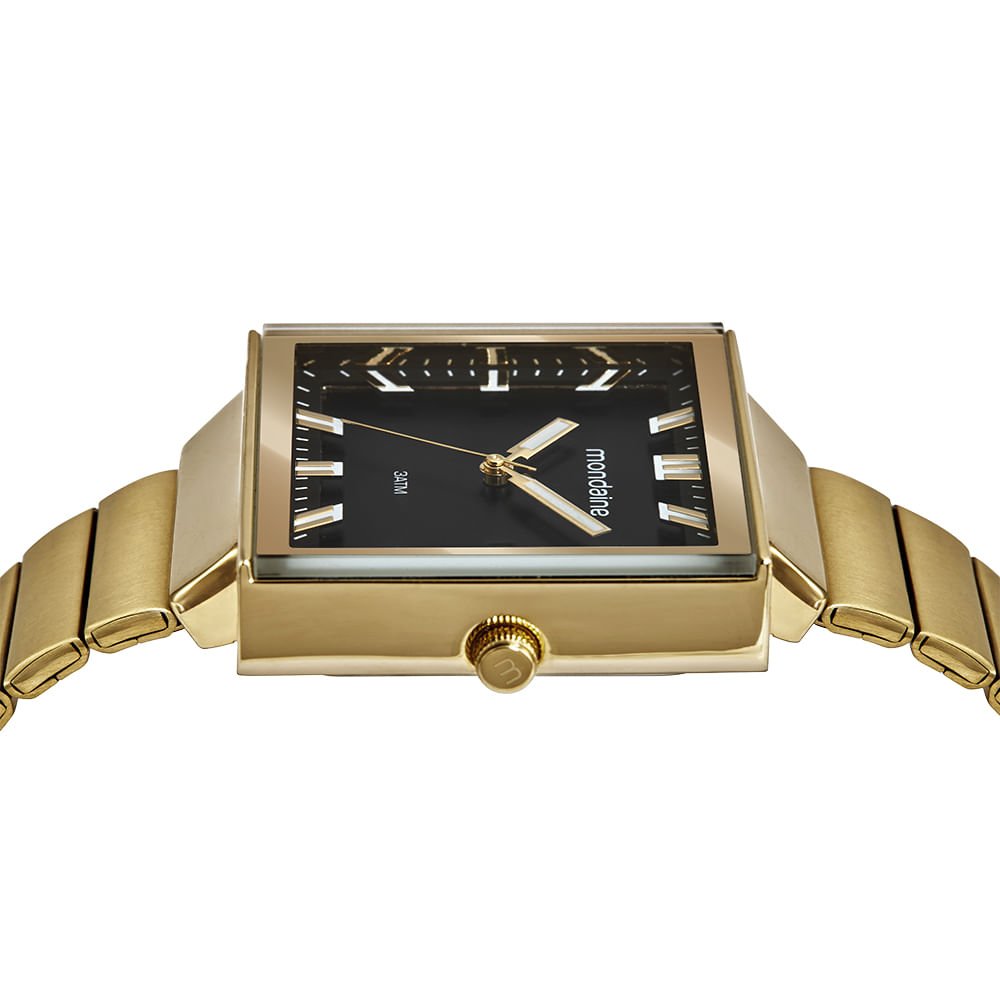 Relógio Masculino Quadrado Vintage Dourado Dourado 2
