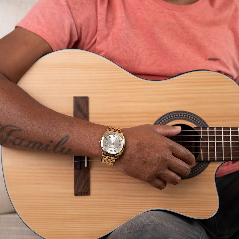 Relógio Masculino Social Dourado Dourado 2