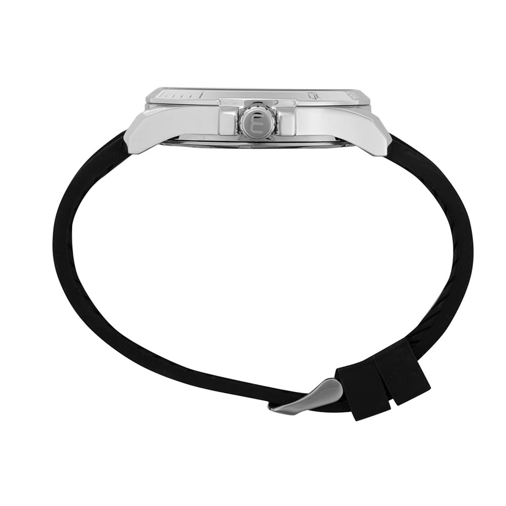 Relógio Masculino Esportivo Silicone Prata Preto 2