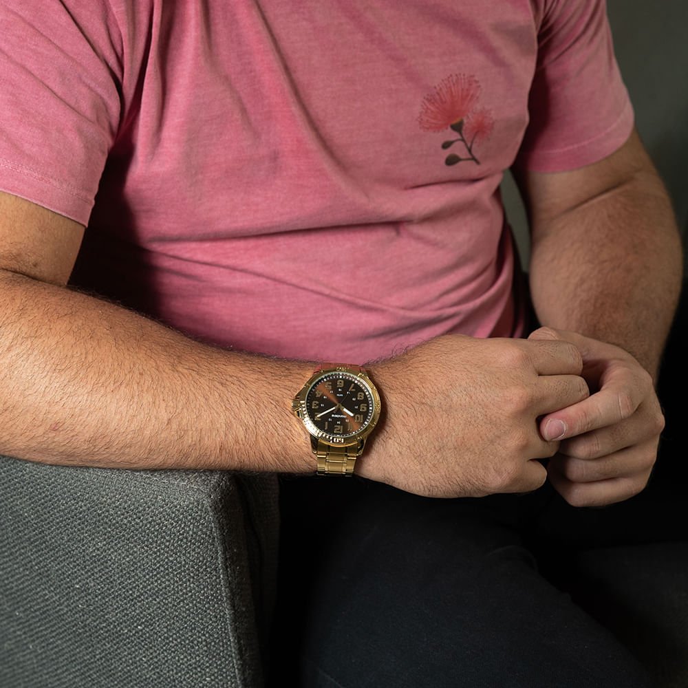Relógio Masculino Casual Dourado Dourado 2