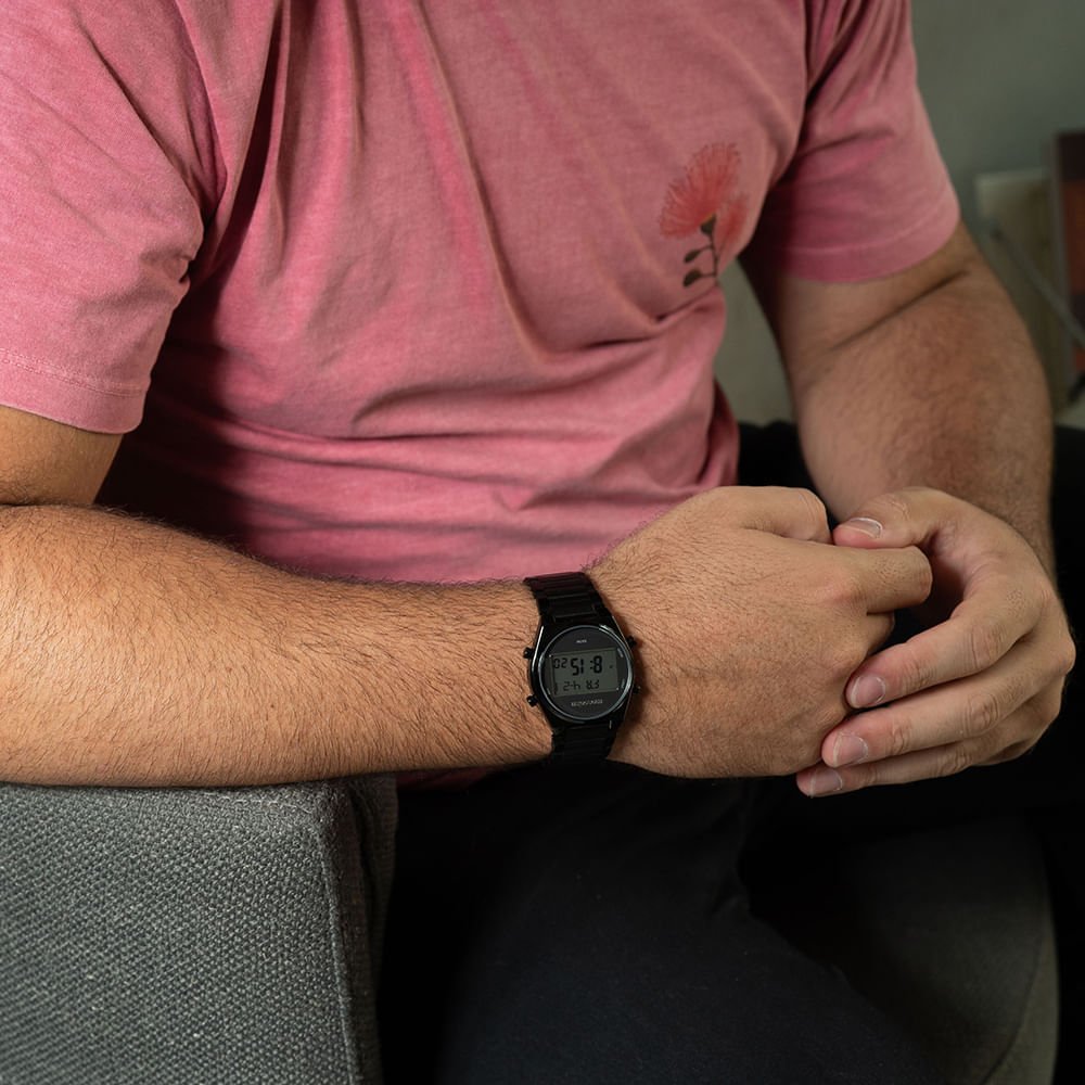 Relógio Masculino Casual Digital Preto Preto 2