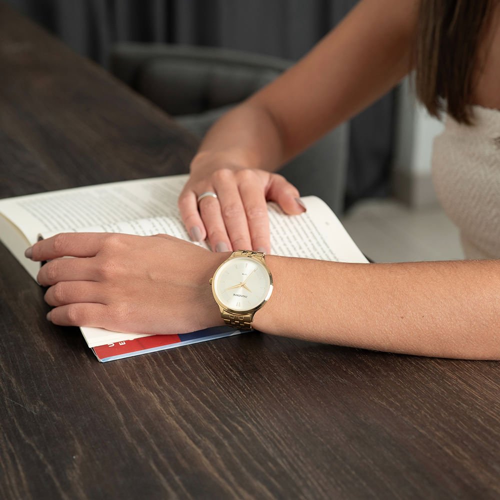 Relógio Feminino Minimalista Dourado Dourado 2