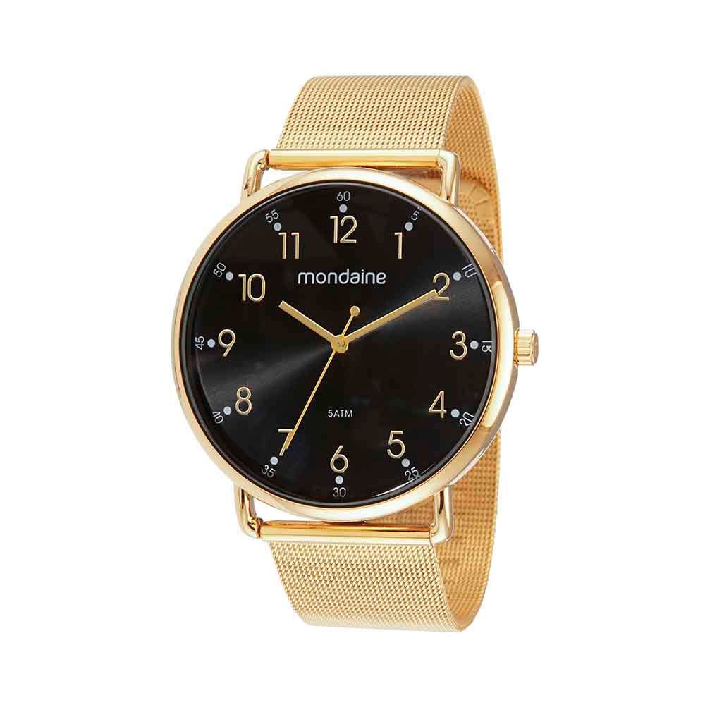Relógio Masculino Casual Malha de Aço Dourado