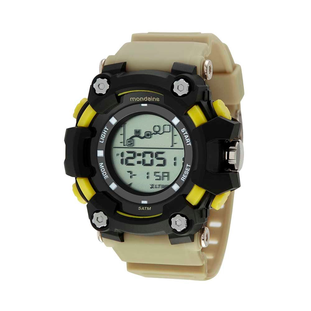 Relógio Masculino Digital Esportivo Bege e Preto
