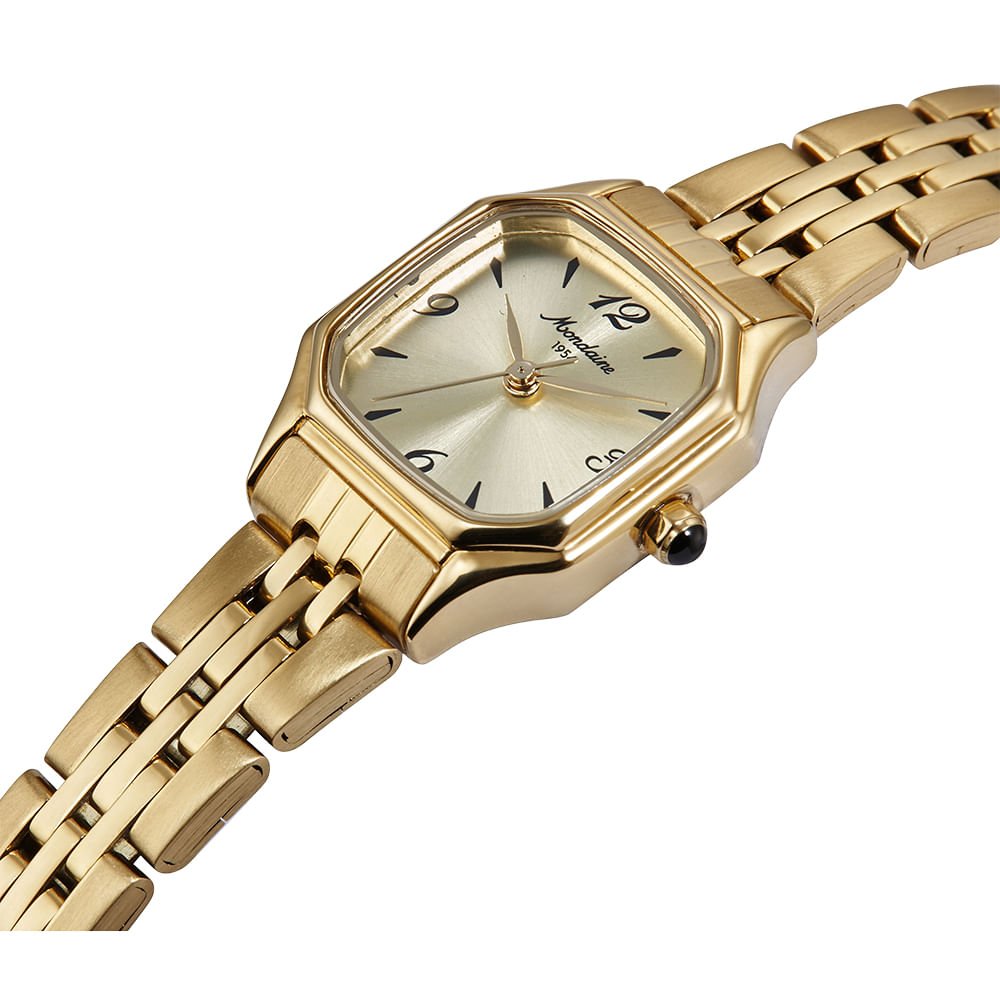 Relógio Feminino Quadrado Vintage Dourado Dourado 2