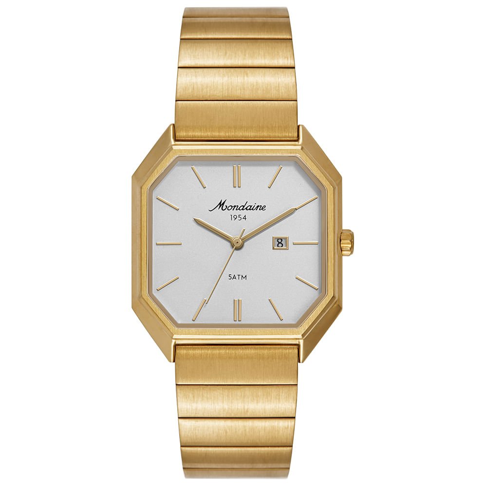 Relógio Unissex Quadrado Aço Vintage Dourado