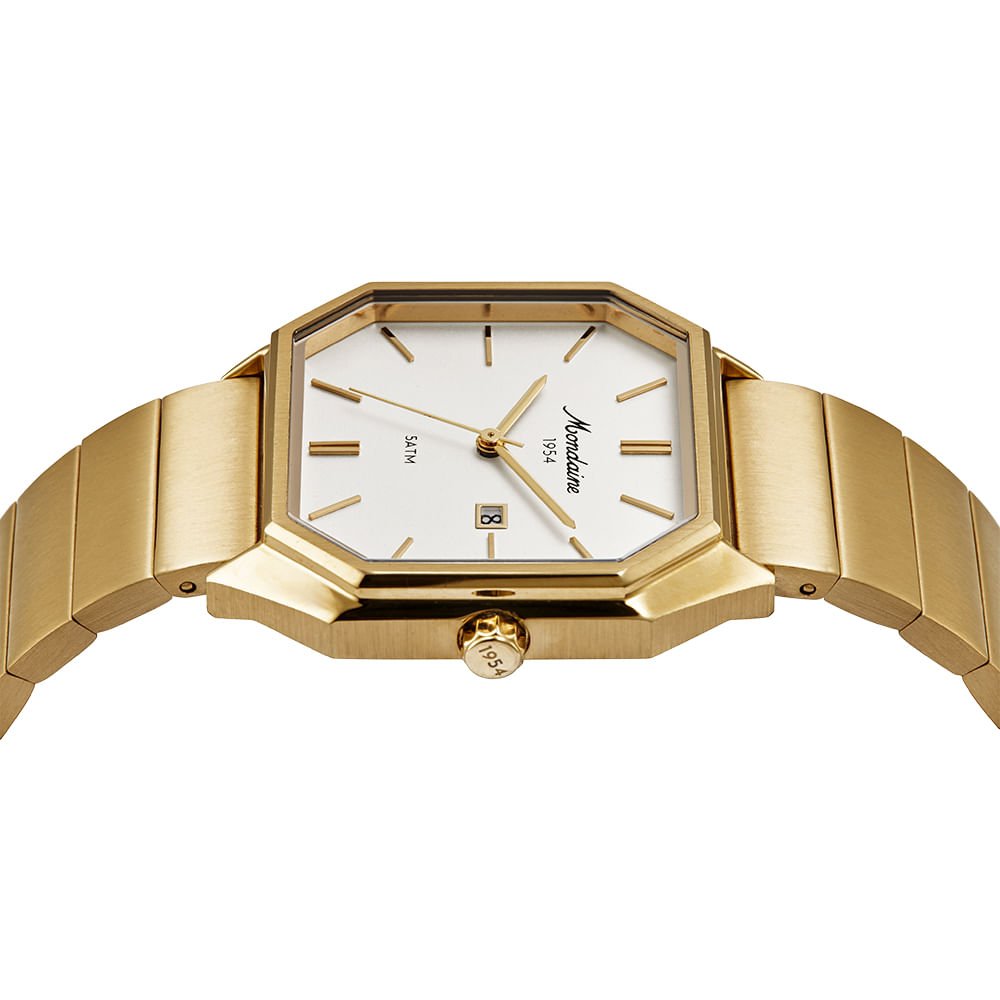 Relógio Unissex Quadrado Aço Vintage Dourado Dourado 2