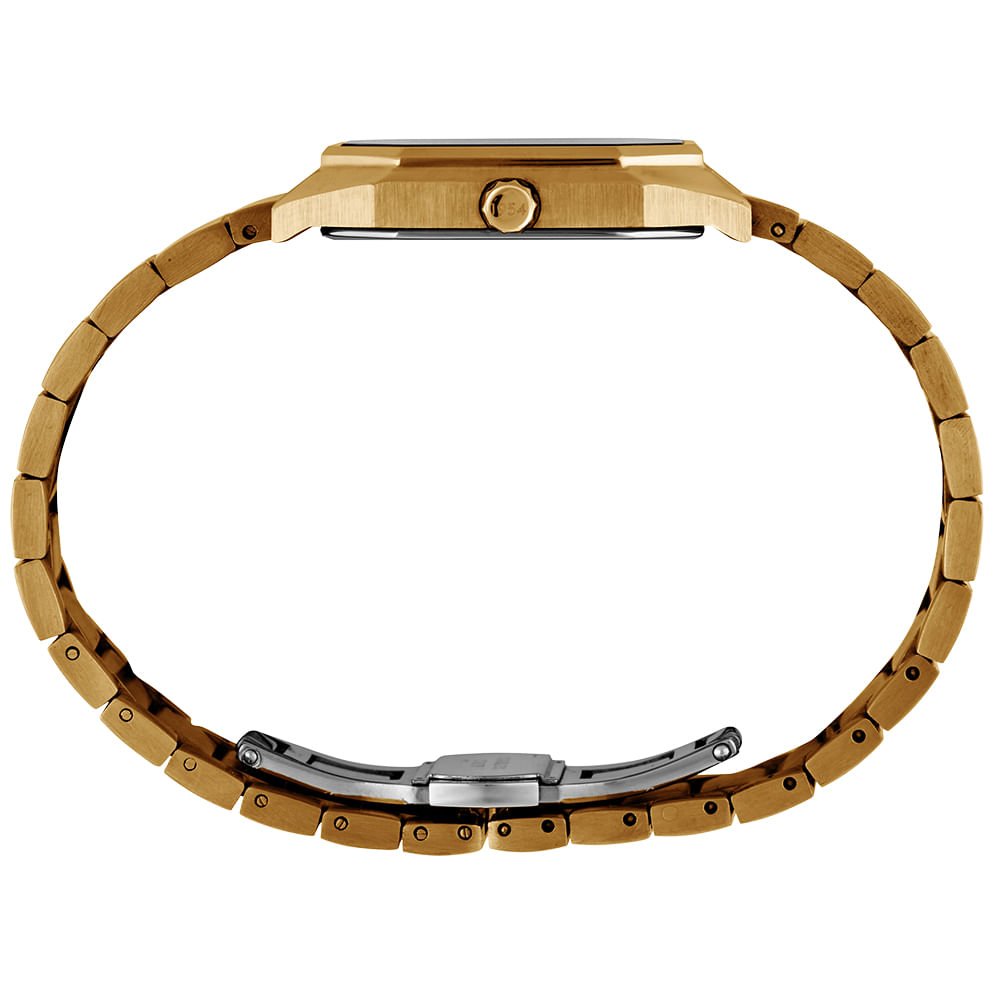 Relógio Unissex Quadrado Aço Vintage Dourado Dourado 4