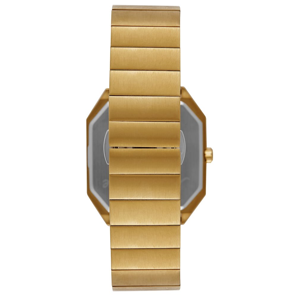 Relógio Unissex Quadrado Aço Vintage Dourado Dourado 5
