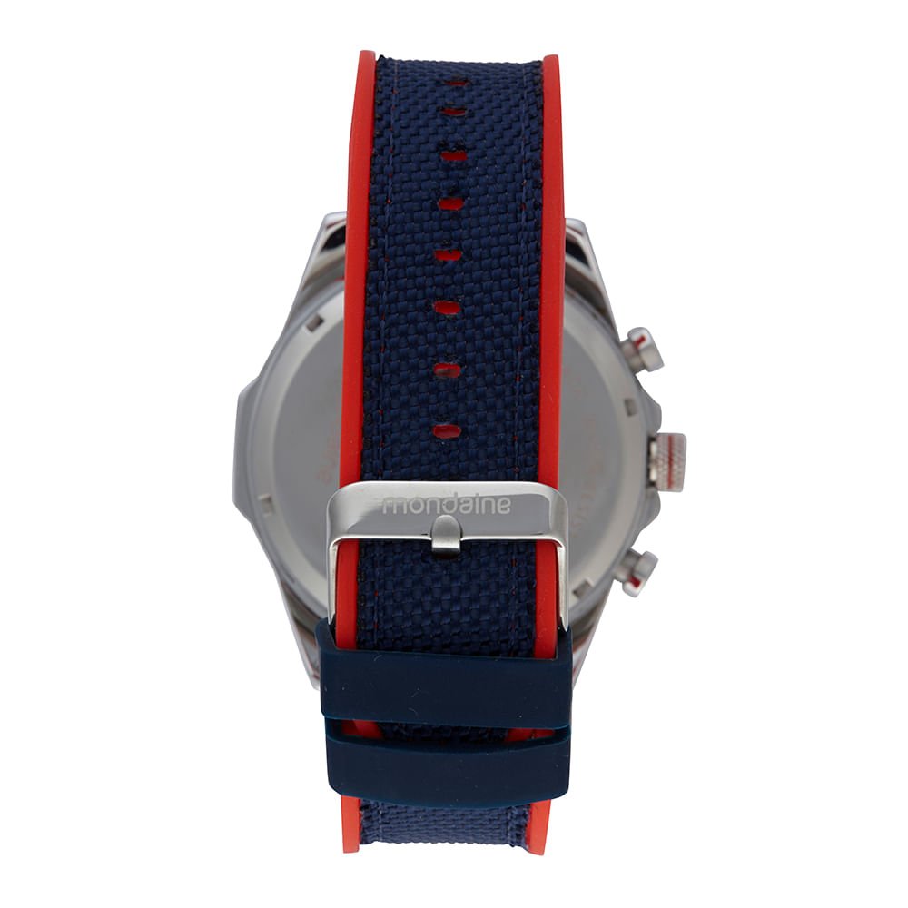 Relógio Masculino Cronógrafo Esportivo Nylon e Silicone Prata Azul 5