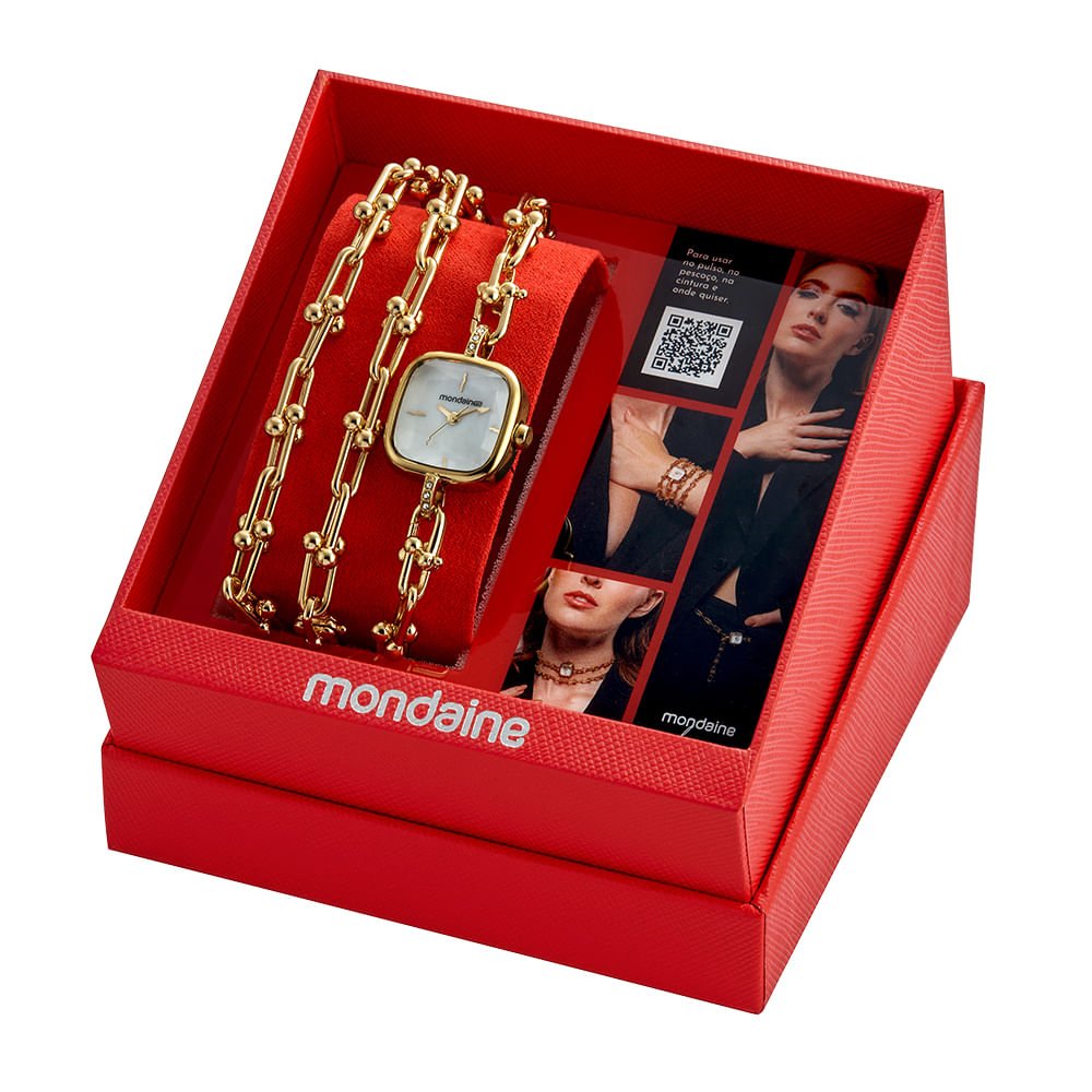 Relógio Feminino Quadrado Corrente Versátil Dourado Dourado 7