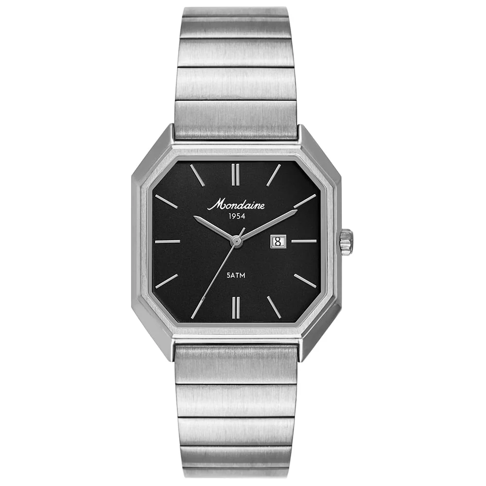 Relógio Unissex Quadrado Aço Vintage Prata