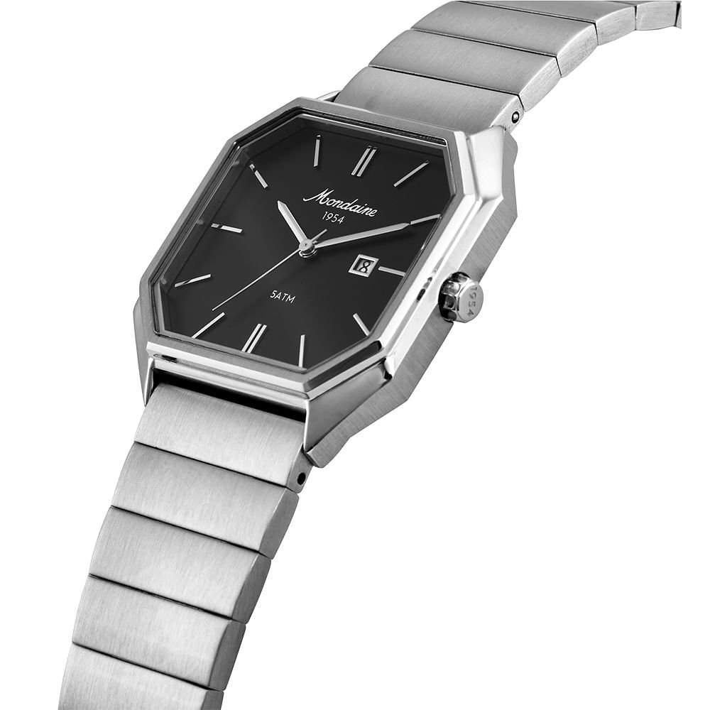 Relógio Unissex Quadrado Aço Vintage Prata Prata 2