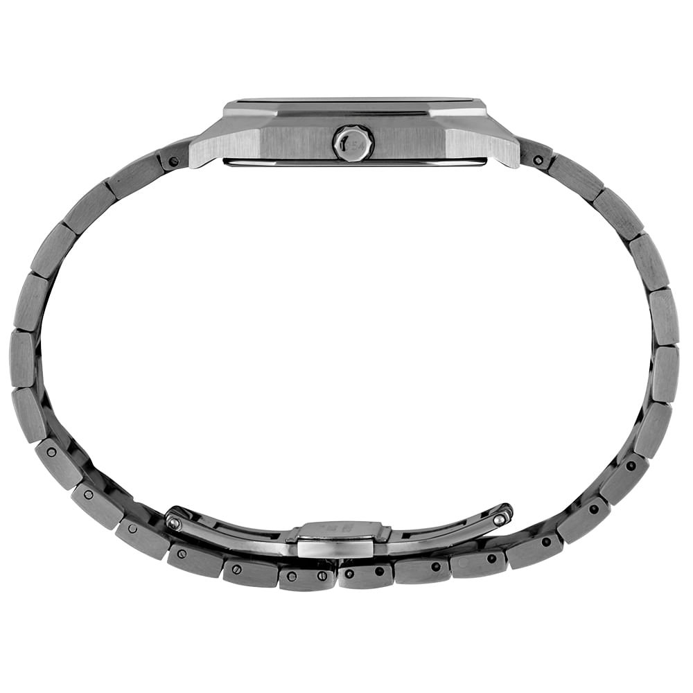 Relógio Unissex Quadrado Aço Vintage Prata Prata 4