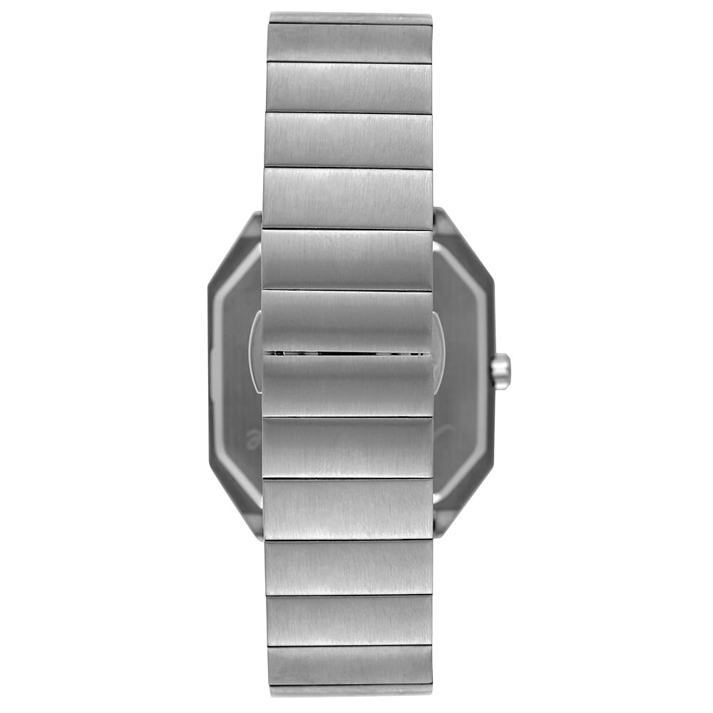 Relógio Unissex Quadrado Aço Vintage Prata Prata 5