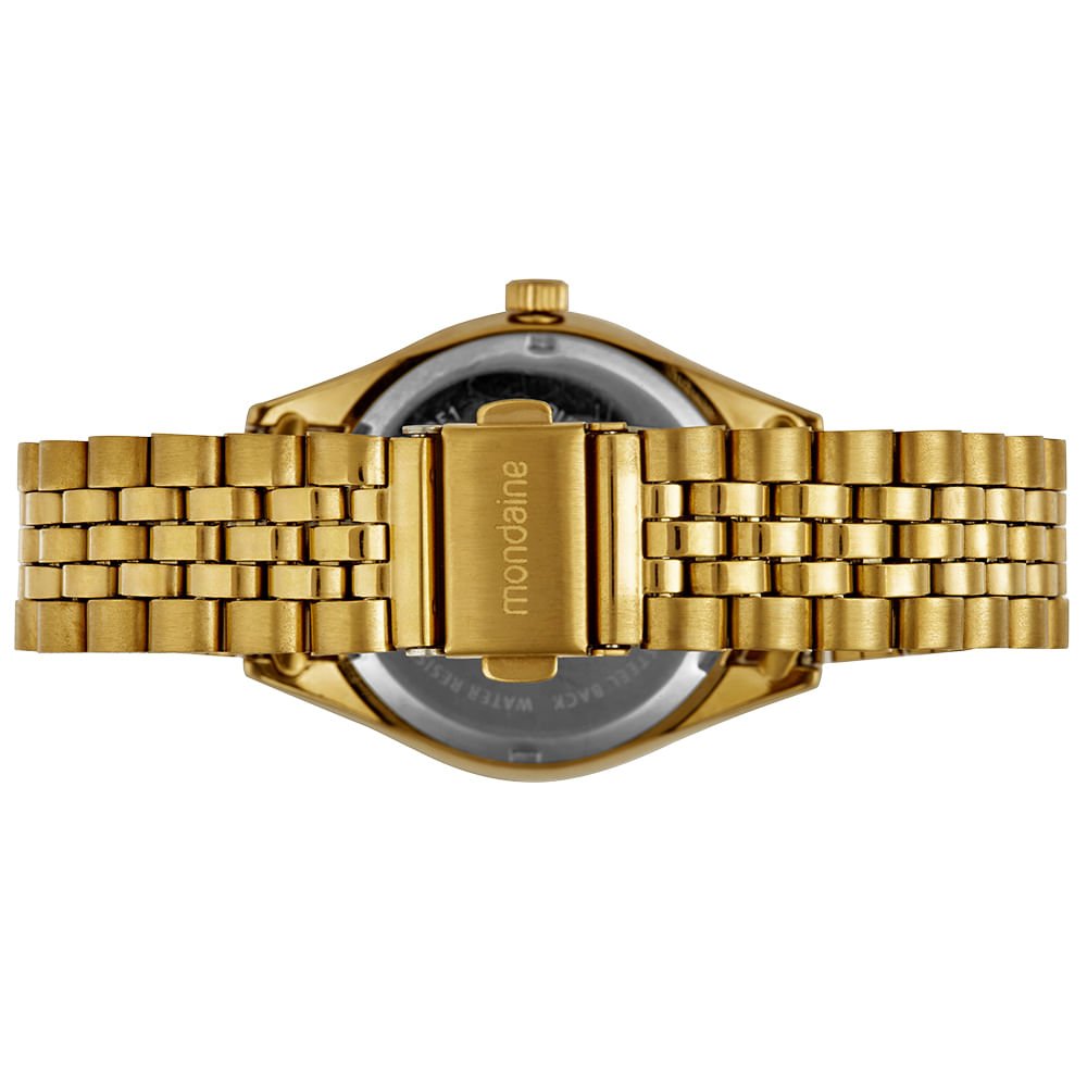 Relógio Feminino Visor Metálico Cristais Dourado Dourado 6