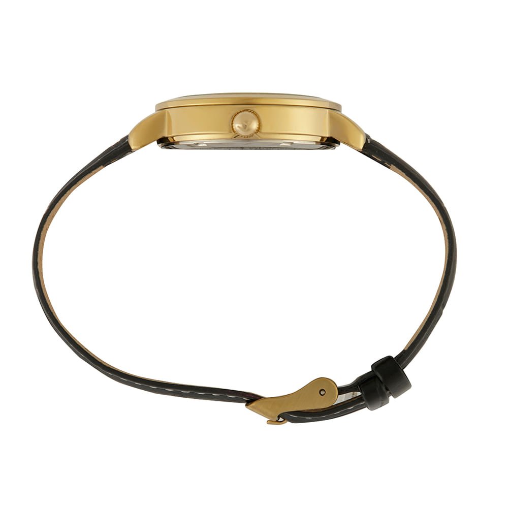 Relógio Feminino Casual Visor Texturizado Dourado Dourado 3
