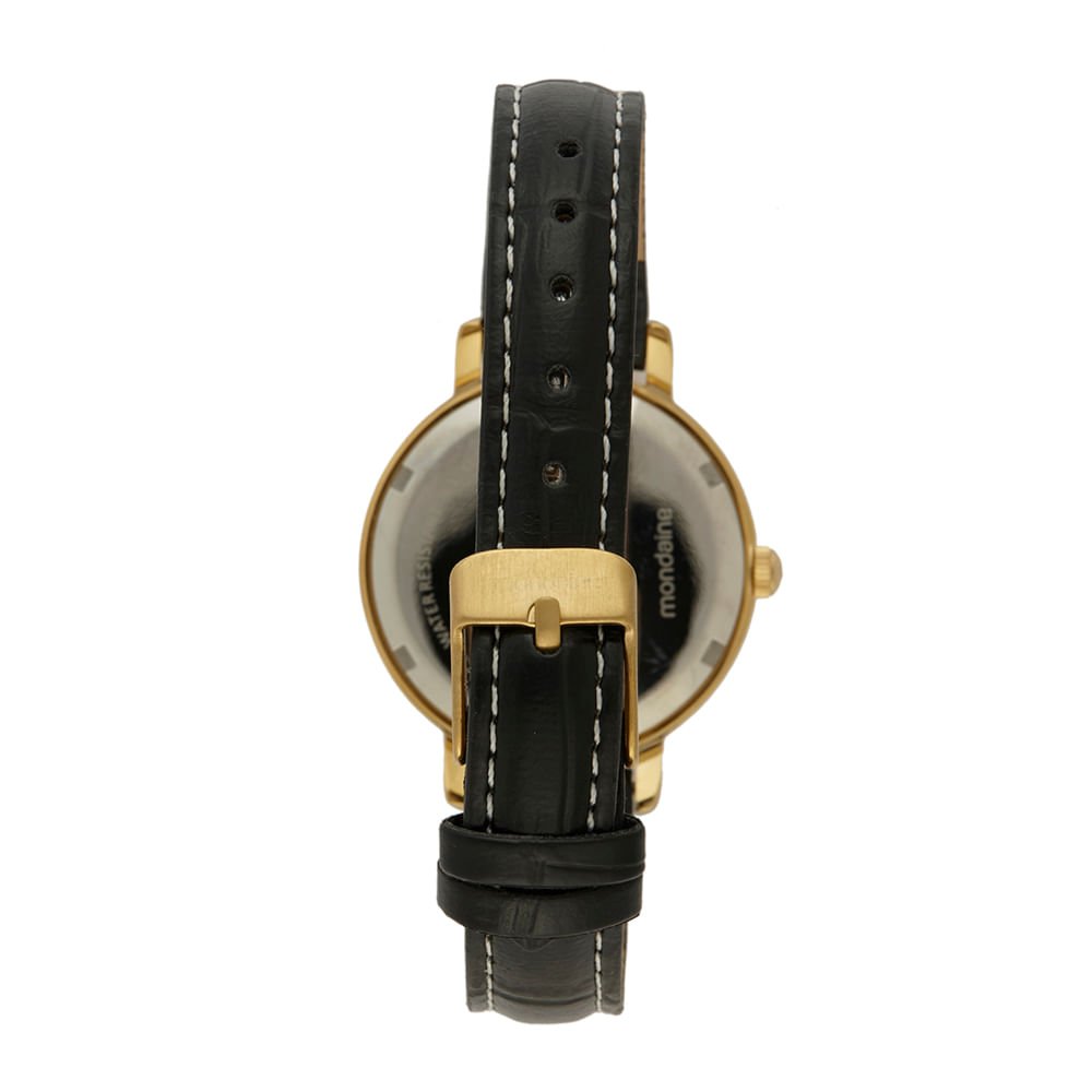 Relógio Feminino Casual Visor Texturizado Dourado Dourado 4