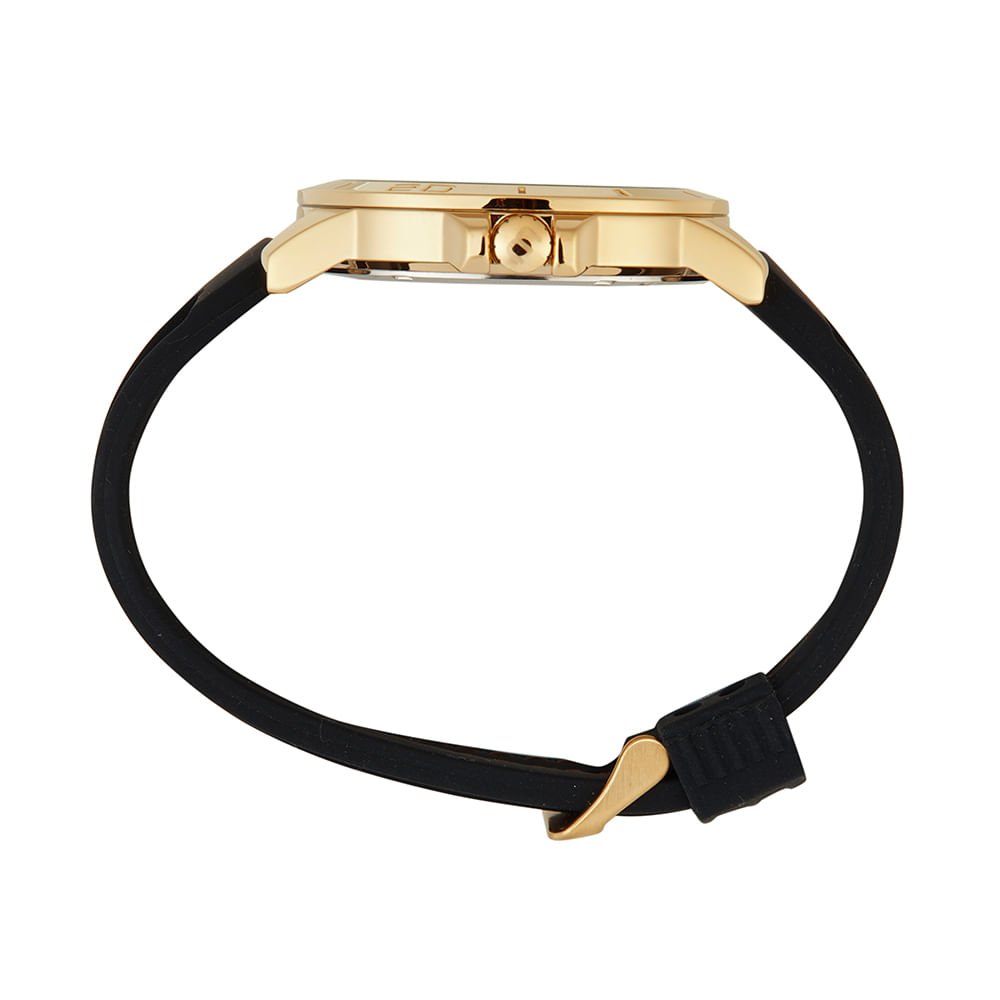 Relógio Masculino Esportivo Pespontos Silicone Dourado Dourado 3