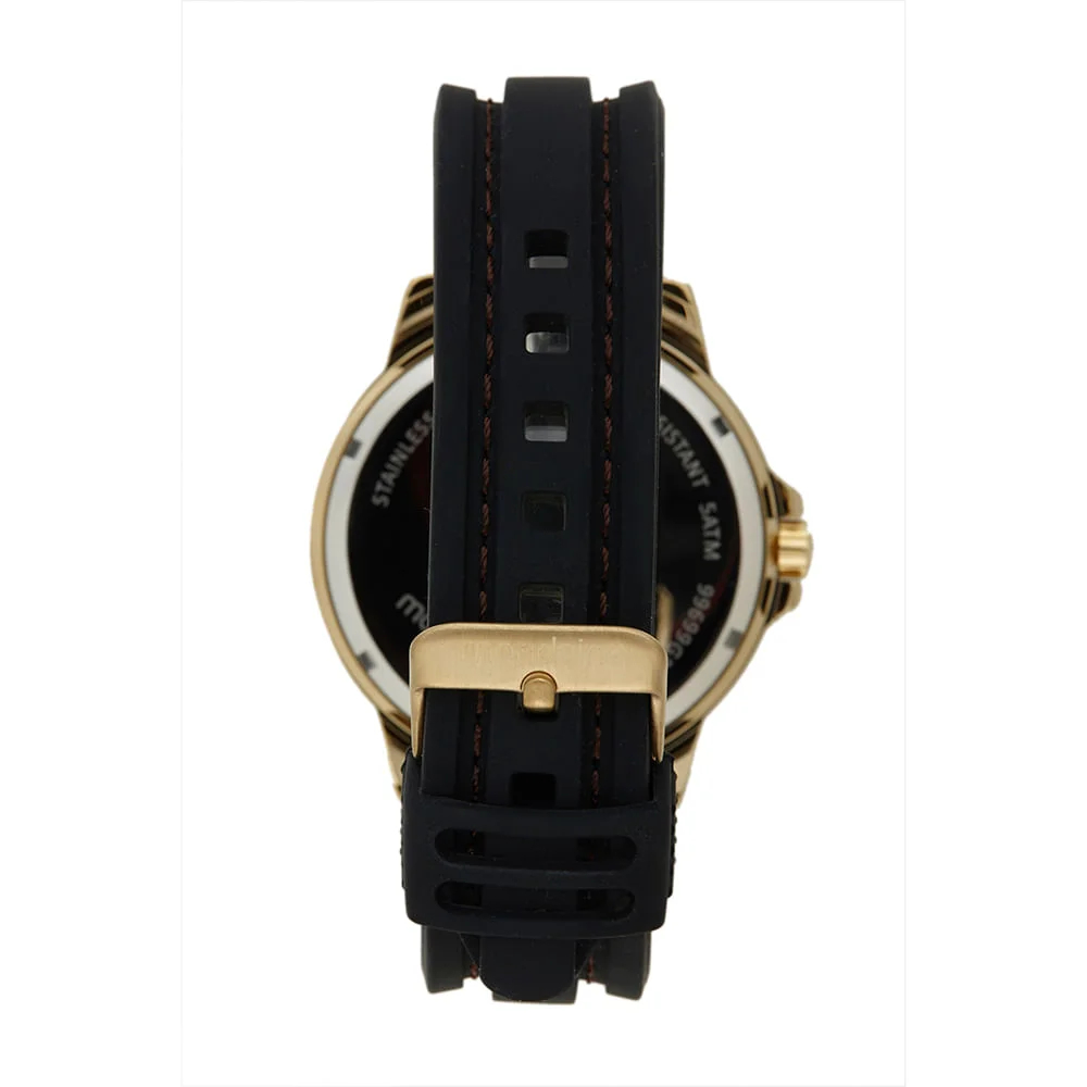 Relógio Masculino Esportivo Pespontos Silicone Dourado Dourado 4