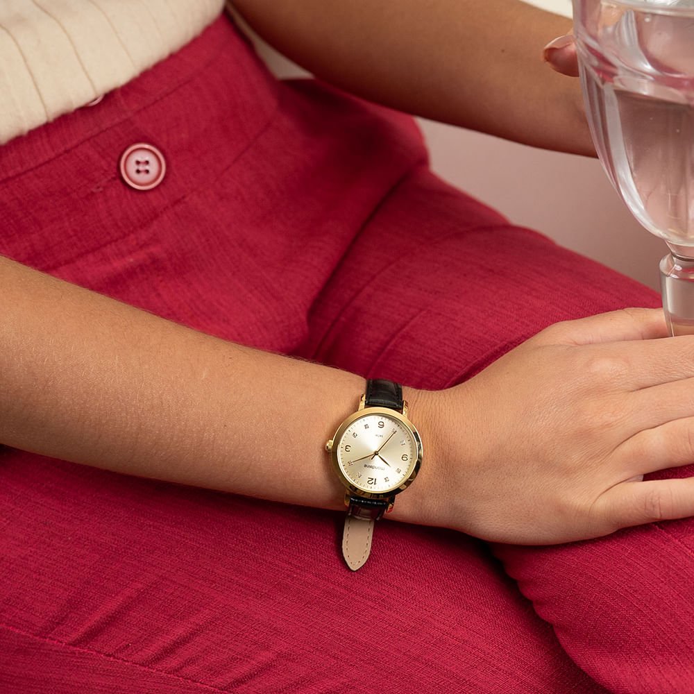 Relógio Feminino Casual Visor Metalizado Cristais Prata Prata 2