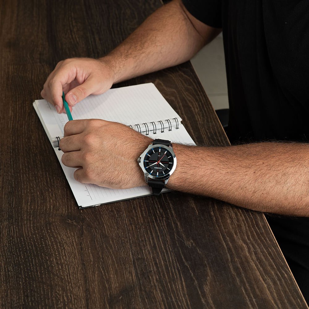 Relógio Masculino Casual Silicone Preto Preto 2