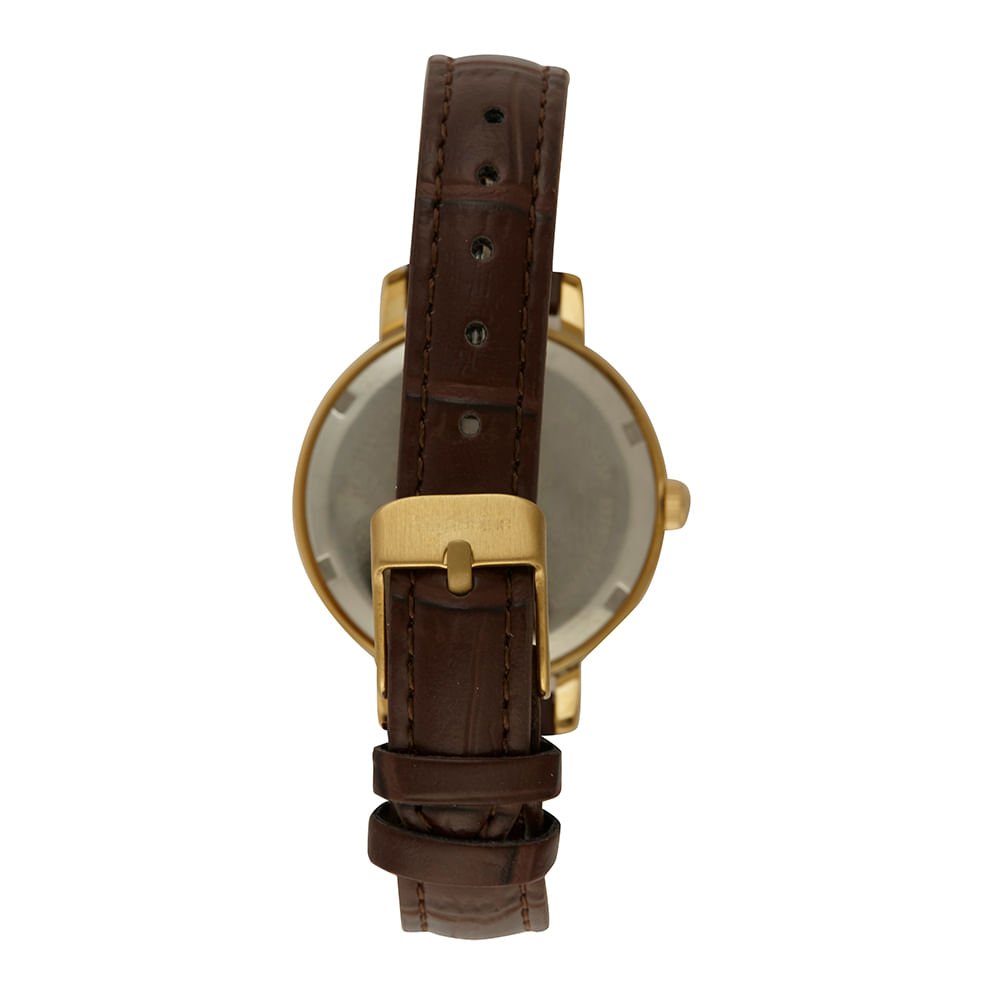 Relógio Feminino Casual Visor Metalizado Cristais Prata Dourado 4