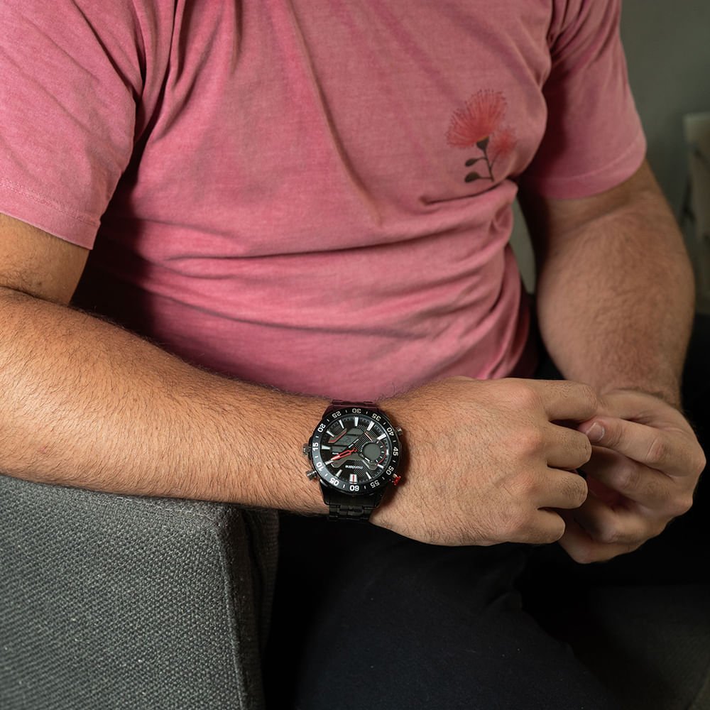 Relógio Masculino Anadigi Preto Preto 6