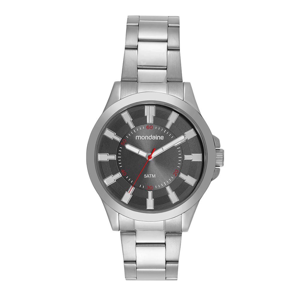 Relógio Masculino Casual Visor Dupla Textura Prata