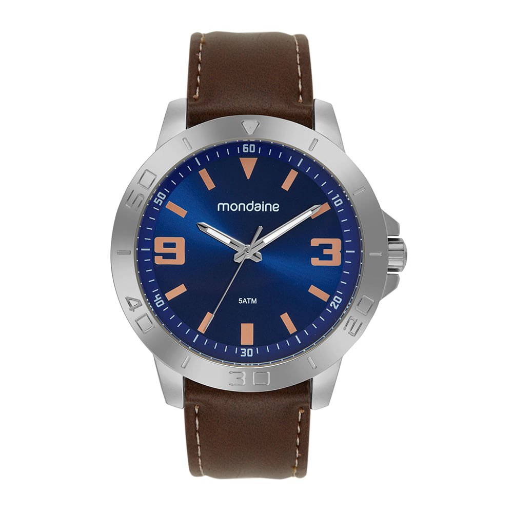 Relógio Masculino Prata Casual Visor Azul Prata/Azul 4