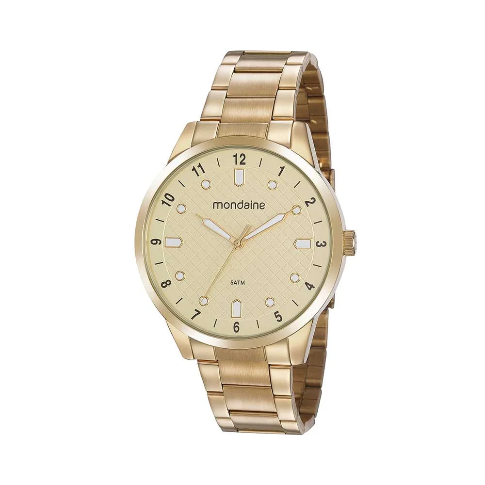 Kit Relógio Masculino Casual Dourado Com Pulseira Dourado 2