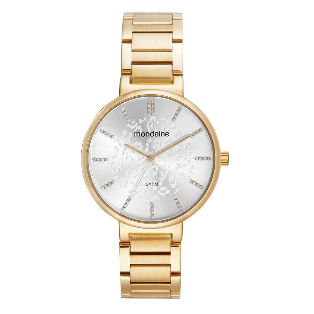 Kit Relógio Feminino Cristais Dourado Com Semijoias Dourado 2