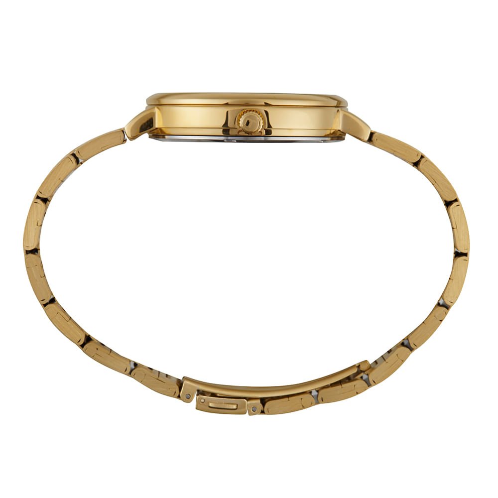 Kit Relógio Feminino Cristais Dourado Com Semijoias Dourado 5