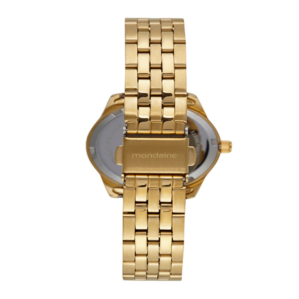 Kit Relógio Feminino Madrepérola Dourado Com Porta-Joias Dourado 3