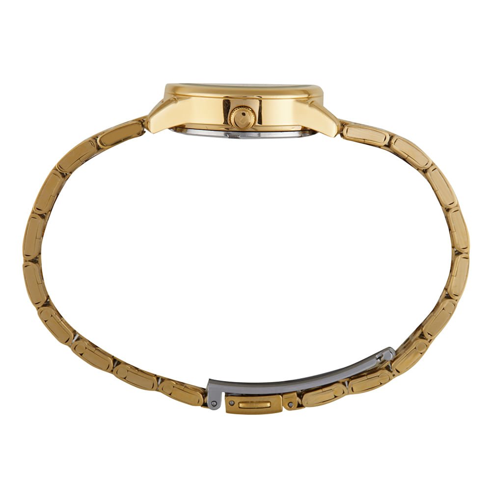 Kit Relógio Feminino Madrepérola Dourado Com Porta-Joias Dourado 4