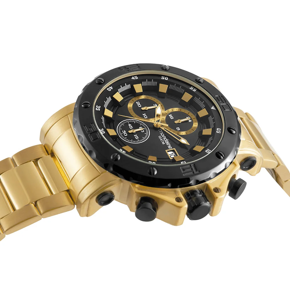 Relógio Masculino Cronógrafo Robusto Dourado Dourado 2