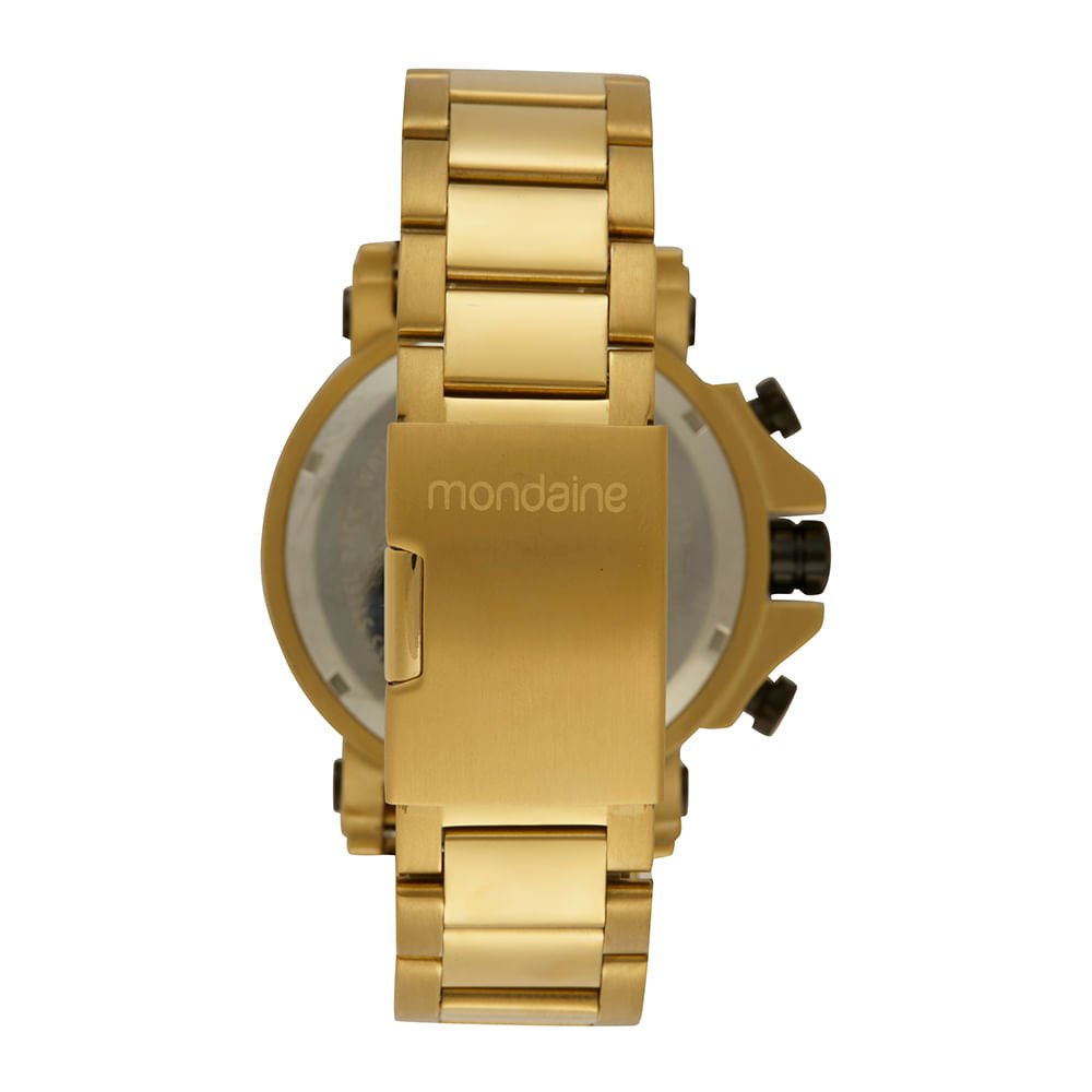 Relógio Masculino Cronógrafo Robusto Dourado Dourado 4