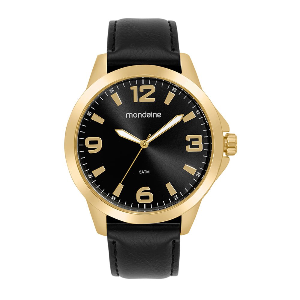 Relógio Masculino Casual Visor Texturizado Dourado