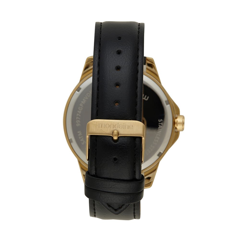 Relógio Masculino Casual Visor Texturizado Dourado Dourado 4