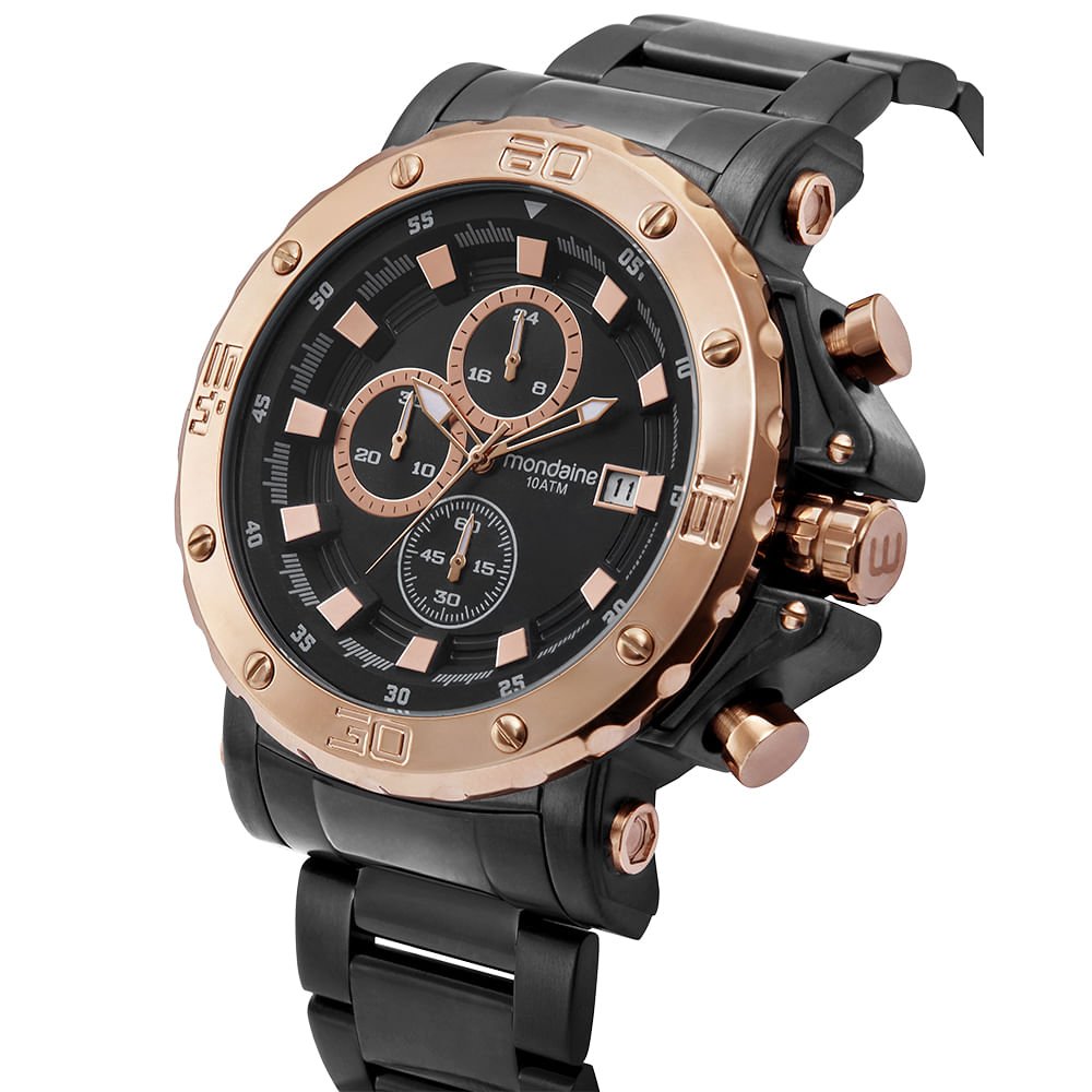Relógio Masculino Cronógrafo Robusto Rosé Rosé 2