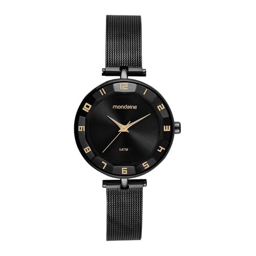 Relógio Feminino Malha de Aço Preto