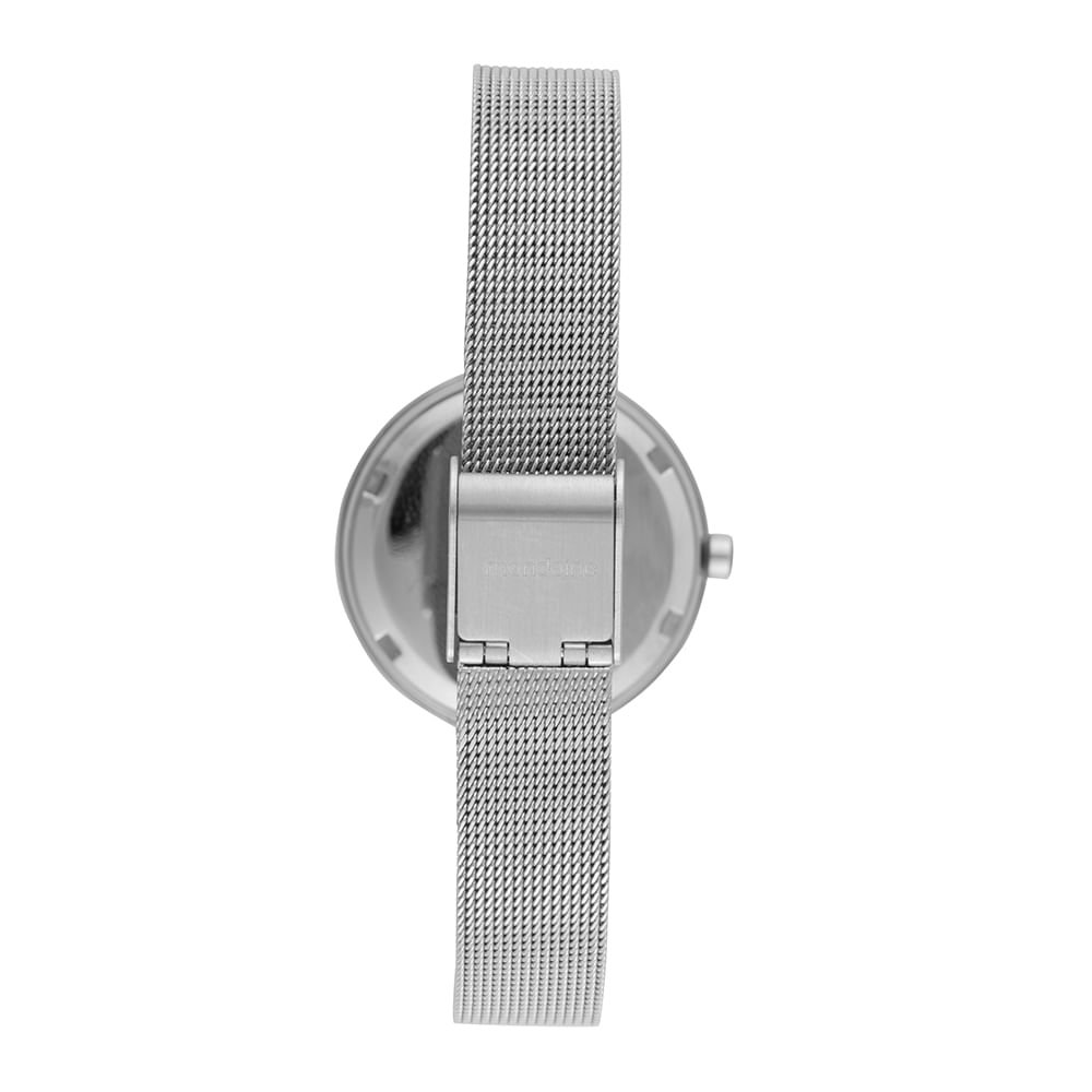 Relógio Feminino Vidro Facetado Prata Prata 4